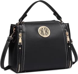 Miss Lulu Women's PU Leather Crossbody Bag - Small Top Handle Shoulder Tote with Gold Hardware, Casual Travel Purse