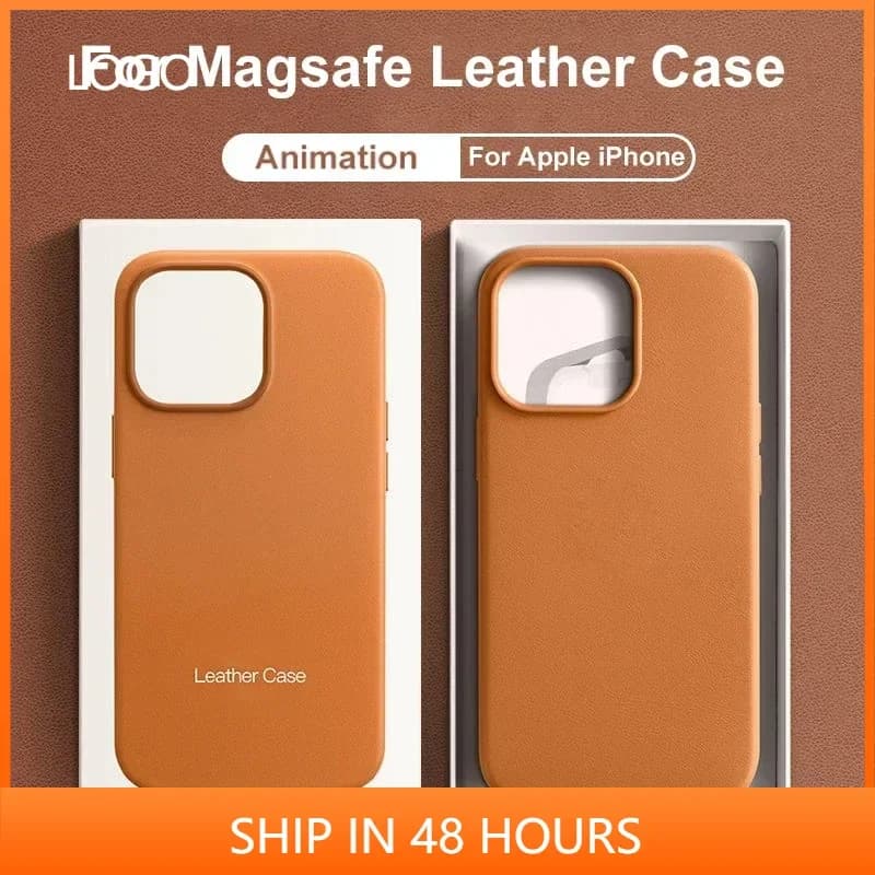 Official Original Animated Leather Cases for iPhone 16 13 14 15 Pro Max for Magsafe Magnetic Wireless Charging Cover For 15 Plus