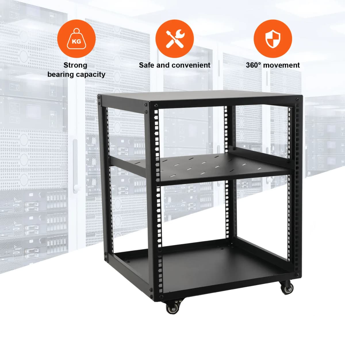 Open Frame Server Rack Floor Standing or Wall Mounted with Adjustable Depth for Microdata Center Office Use