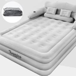 Camping Air Bed with Backrest 2 Persons Inflatable Mattress Camping Folding Home Indoor Outdoor Air Cushion 48cm High Bed