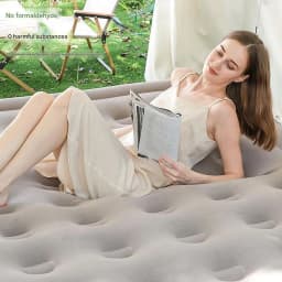 Camping Air Bed with Backrest 2 Persons Inflatable Mattress Camping Folding Home Indoor Outdoor Air Cushion 48cm High Bed