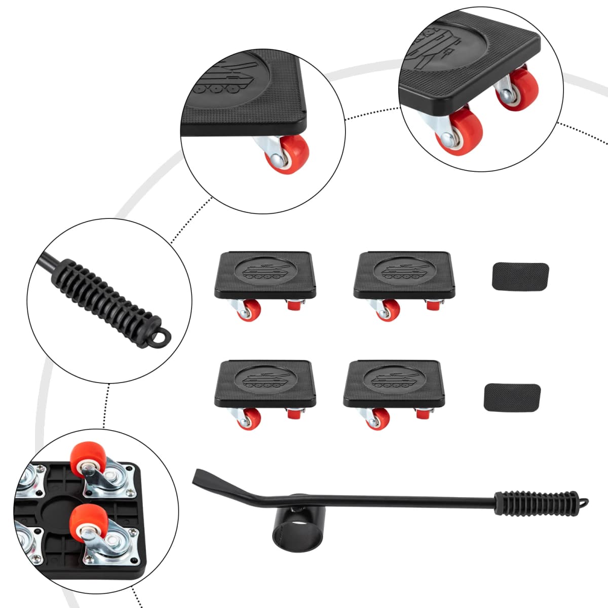 Furniture Rolls Furniture Transport Rolls Set With 4 Pieces Move Sliders Heavy Shifting Tools Max For 400KG 360 Degree Rotatable