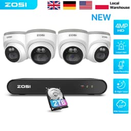 ZOSI 8CH 4MP HD 2.5K PoE Home Security Camera System 8CH 5MP 3K NVR 4MP(1440p) Dome IP Surveillance Cameras Kit Outdoor Indoor