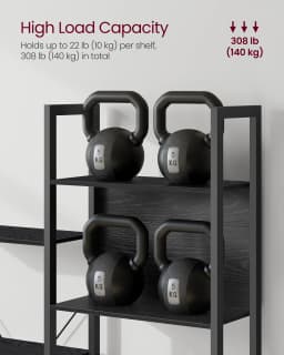 VASAGLE Bookcase, Bookshelf with 14 Shelves, Metal Frame, Shelf Unit, Industrial Style