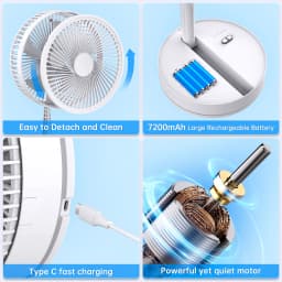 9" Foldable Telescopic Fan Portable Small Table Fan USB Rechagerable With Remote Control Low Noise Floor Fan For Outdoor Indoor
