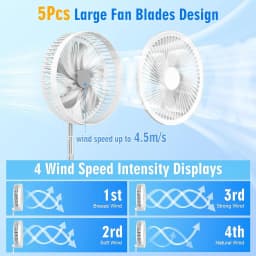 9" Foldable Telescopic Fan Portable Small Table Fan USB Rechagerable With Remote Control Low Noise Floor Fan For Outdoor Indoor