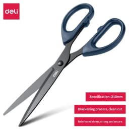 DELI professional office scissors 180/210mm black sharp stainless steel scissors, suitable for papermaking process