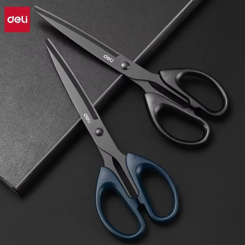 DELI professional office scissors 180/210mm black sharp stainless steel scissors, suitable for papermaking process