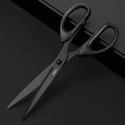 DELI professional office scissors 180/210mm black sharp stainless steel scissors, suitable for papermaking process
