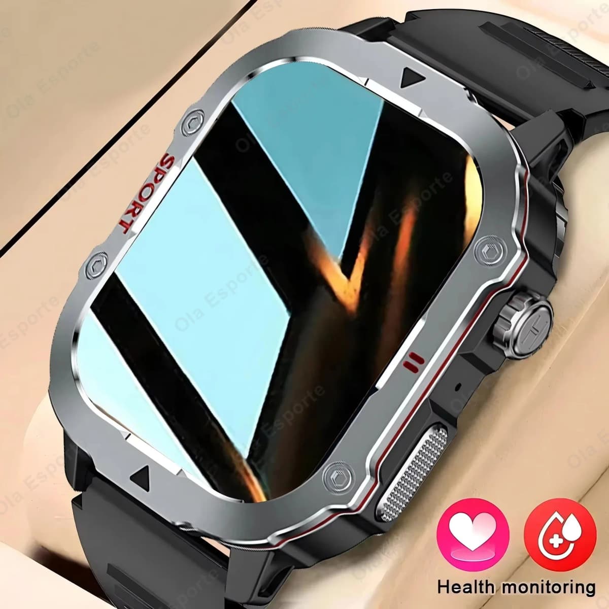 2024 New Military Smart Watch Men Waterproof Outdoor Sports Fitness Tracker Health Monitor 2.19" BT Call Smartwatch HT30