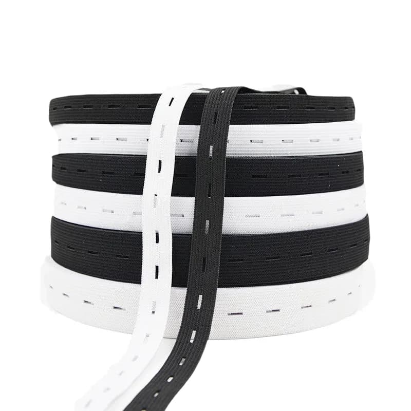 DIY Sewing Accessories 15mm 20mm 25mm 30mm Button Hole Elastic Band White Black Buttonhole Pants Waist Adjustable 1/5meter