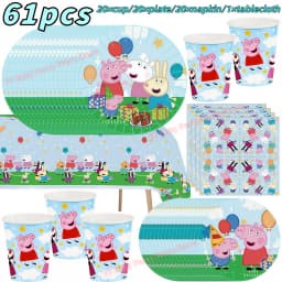 Peppaed Pig Birthday Party Decoration George Page Balloon Cup Plate Banner Girls Party Favor Gift Baby Shower Supplies Accessory
