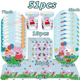 Peppaed Pig Birthday Party Decoration George Page Balloon Cup Plate Banner Girls Party Favor Gift Baby Shower Supplies Accessory