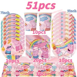 Peppaed Pig Birthday Party Decoration George Page Balloon Cup Plate Banner Girls Party Favor Gift Baby Shower Supplies Accessory