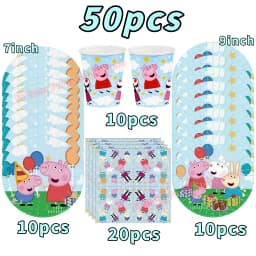 Peppaed Pig Birthday Party Decoration George Page Balloon Cup Plate Banner Girls Party Favor Gift Baby Shower Supplies Accessory