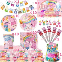 Peppaed Pig Birthday Party Decoration George Page Balloon Cup Plate Banner Girls Party Favor Gift Baby Shower Supplies Accessory