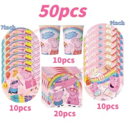 Peppaed Pig Birthday Party Decoration George Page Balloon Cup Plate Banner Girls Party Favor Gift Baby Shower Supplies Accessory