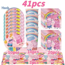 Peppaed Pig Birthday Party Decoration George Page Balloon Cup Plate Banner Girls Party Favor Gift Baby Shower Supplies Accessory