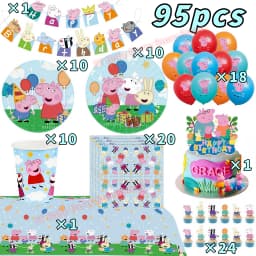 Peppaed Pig Birthday Party Decoration George Page Balloon Cup Plate Banner Girls Party Favor Gift Baby Shower Supplies Accessory