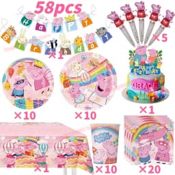 Peppaed Pig Birthday Party Decoration George Page Balloon Cup Plate Banner Girls Party Favor Gift Baby Shower Supplies Accessory