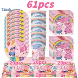Peppaed Pig Birthday Party Decoration George Page Balloon Cup Plate Banner Girls Party Favor Gift Baby Shower Supplies Accessory