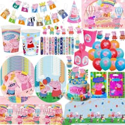 Peppaed Pig Birthday Party Decoration George Page Balloon Cup Plate Banner Girls Party Favor Gift Baby Shower Supplies Accessory