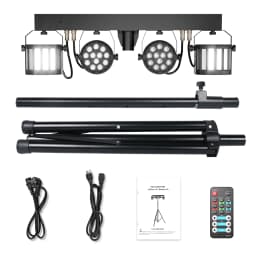 LeLeght 60W Combination Bracket Lights 3/6/15CH Suitable for Churches Concerts Weddings Birthday Parties KTV With Carry Bag