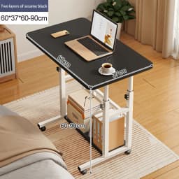 【Lifeideas】Double-Layer Office Desk Movable Bedside Computer Lazy Table with Storage Shelf Laptop White Bedroom Desk Lift Tabl