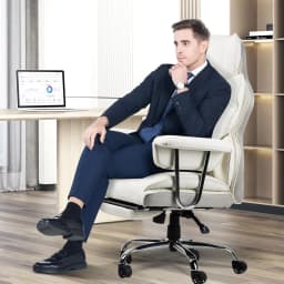 Executive Office Desk Chairs PU Computer Recliner Heavy Duty Leather Chair Home Ergonomic Office Chairs with Footrest