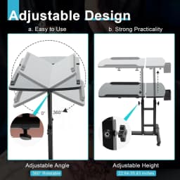 Mobile Tattoo Workstation Tray Cart with 4 Wheels, Adjustable Arm Rest, Modern Style, 25.2 X 15.75 X 22.64-35.43 Inches
