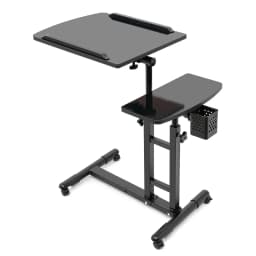 Mobile Tattoo Workstation Tray Cart with 4 Wheels, Adjustable Arm Rest, Modern Style, 25.2 X 15.75 X 22.64-35.43 Inches