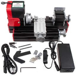 Mini Wood Lathe 12V DC 2A 24W Multi-purpose 20000rpm Metal Rotating Lathe Machine Woodworking Tool DIY Tool