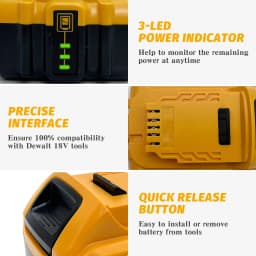 2Pack 8.0Ah Compatible with Dewalt Pin DCB184 18V XR Slide Li-Ion Battery DCB182 DCB183 DCB180 DCB200 Lithium-Ion Power Tool Max