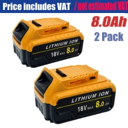 2Pack 8.0Ah Compatible with Dewalt Pin DCB184 18V XR Slide Li-Ion Battery DCB182 DCB183 DCB180 DCB200 Lithium-Ion Power Tool Max