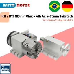 【EU&Brazil Stock】4 Axis Rotation A Axis Extend Rotary 4 Jaw 100mm K12-100 Chuck Nema23 Motor &Tailstock for Wood Metal Milling