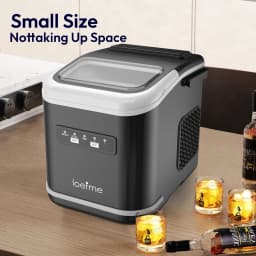 Portable Ice Maker Self-Cleaning Ice Maker Machine with Handle, 12KG in 24Hrs, 2 Sizes Ice Cubes , Scoop & Basket Included, 1.4L