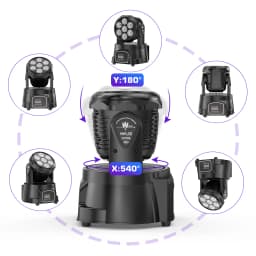 LeLeght 7x15W LED Moving Head Light 4 IN 1 RGBW DMX512 Professional Stage Effect Wash Light for Disco DJ Party Music Dance Club