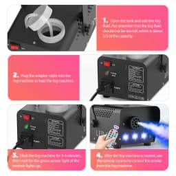 LeLeght 500W RGB LED Colorful Smoke Machine LED Remote Fogger Ejector for Disco DJ Show Wedding Stage Light Effects Fog Machine
