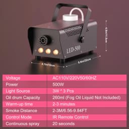 LeLeght 500W RGB LED Colorful Smoke Machine LED Remote Fogger Ejector for Disco DJ Show Wedding Stage Light Effects Fog Machine