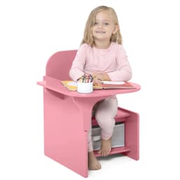 BonChoice Kids Table and Chairs with Storage Bin Wooden Toddler Table and Chairs Sets 2 in 1 Children Chair Desk for Study