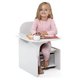 BonChoice Kids Table and Chairs with Storage Bin Wooden Toddler Table and Chairs Sets 2 in 1 Children Chair Desk for Study