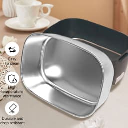 Electric Lunch Box Food Heating Leak Proof with 1.5 L Capacity 304 Stainless Steel Liner Fork Spoon For Car Home