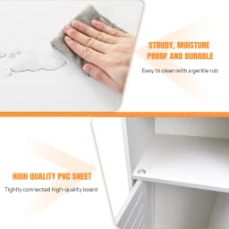 BRIEFNESS 5-Tier Tall Bathroom Cabinet Storage Cupboard PVC Floor Standing Tallboy Unit,Free Standing Slim Bathroom Storage Unit