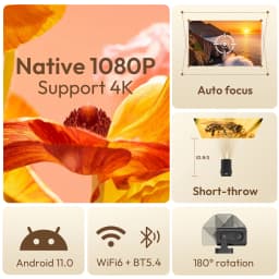 XGODY 4K HD 300ANSI Projector Cinema Bluetooth WiFi 1080P Android Home Theater Smart