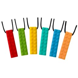 1/6pcs Building Block Sensory Chew Necklace Brick Chewy Kids Silicone Pencil Topper Teether Toy Silicone Teether for Children