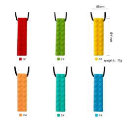 1/6pcs Building Block Sensory Chew Necklace Brick Chewy Kids Silicone Pencil Topper Teether Toy Silicone Teether for Children