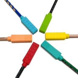1/6pcs Building Block Sensory Chew Necklace Brick Chewy Kids Silicone Pencil Topper Teether Toy Silicone Teether for Children
