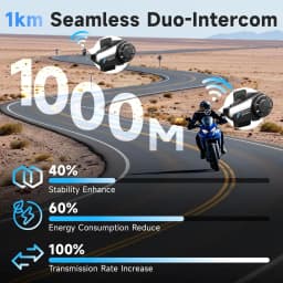 【FR STOCK】Moman 2Pack Motorcycle Helmet Intercom Headset 4-Mode Dynamic Audio Mixing 1KM Range Wireless Communication System