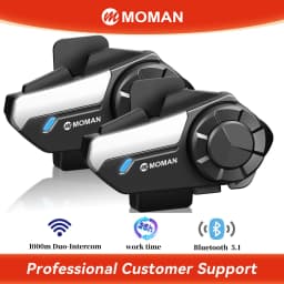 【FR STOCK】Moman 2Pack Motorcycle Helmet Intercom Headset 4-Mode Dynamic Audio Mixing 1KM Range Wireless Communication System