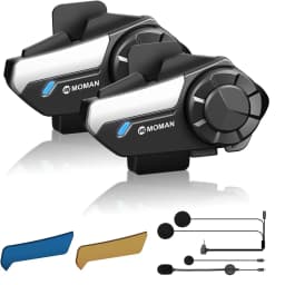 【FR STOCK】Moman 2Pack Motorcycle Helmet Intercom Headset 4-Mode Dynamic Audio Mixing 1KM Range Wireless Communication System